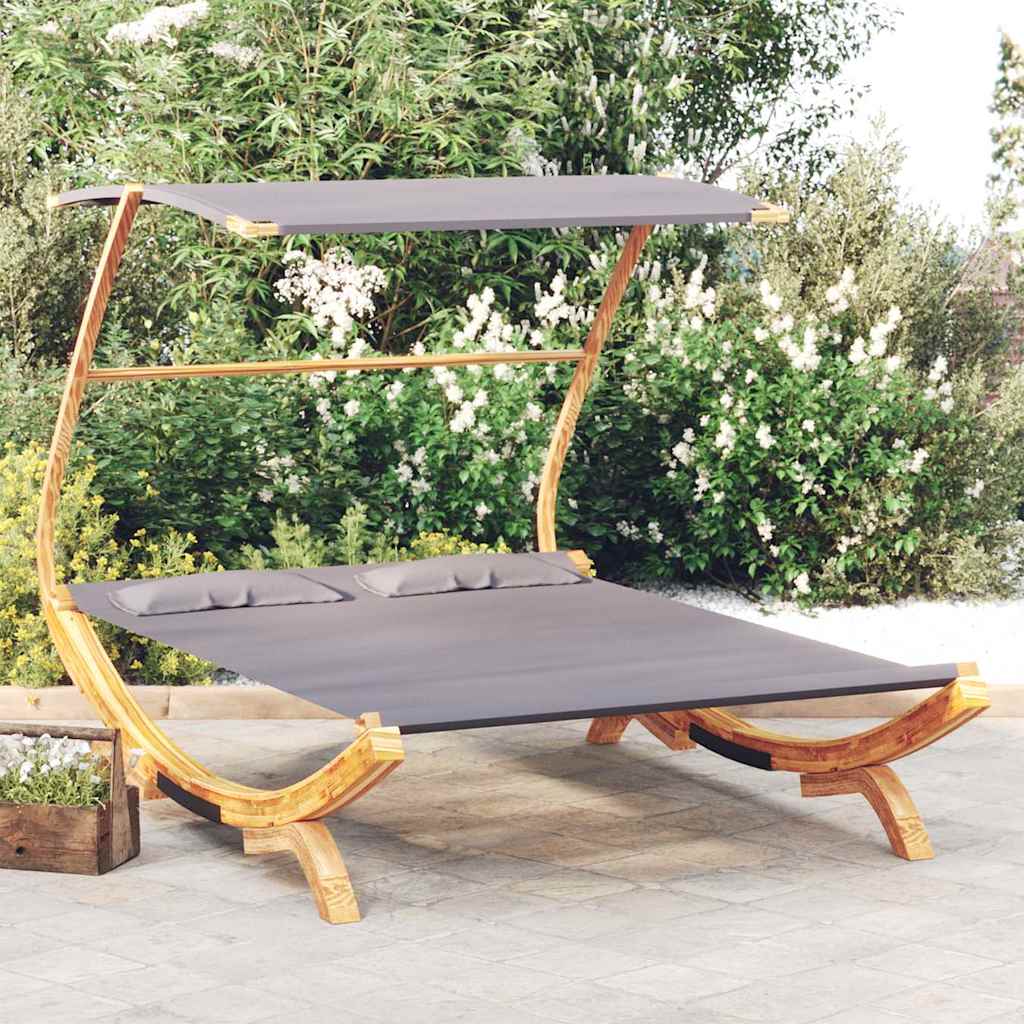 Vidaxl loungebed met luifel 165x203x138 cm gebogen hout antracietkleur
