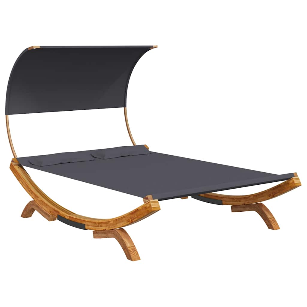 Vidaxl loungebed met luifel 165x203x126 cm gebogen hout antracietkleur