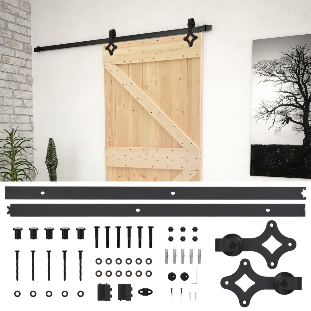 Puerta corredera de Vidaxl con masa 80x210 cm de pino sólido