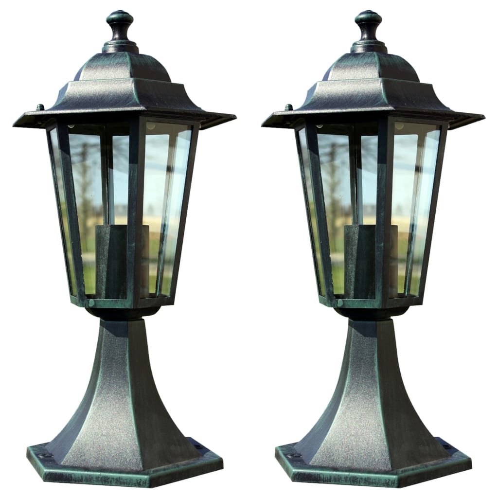 Vidaxl Garden Lamps 2 St Aluminum Dark Green Black