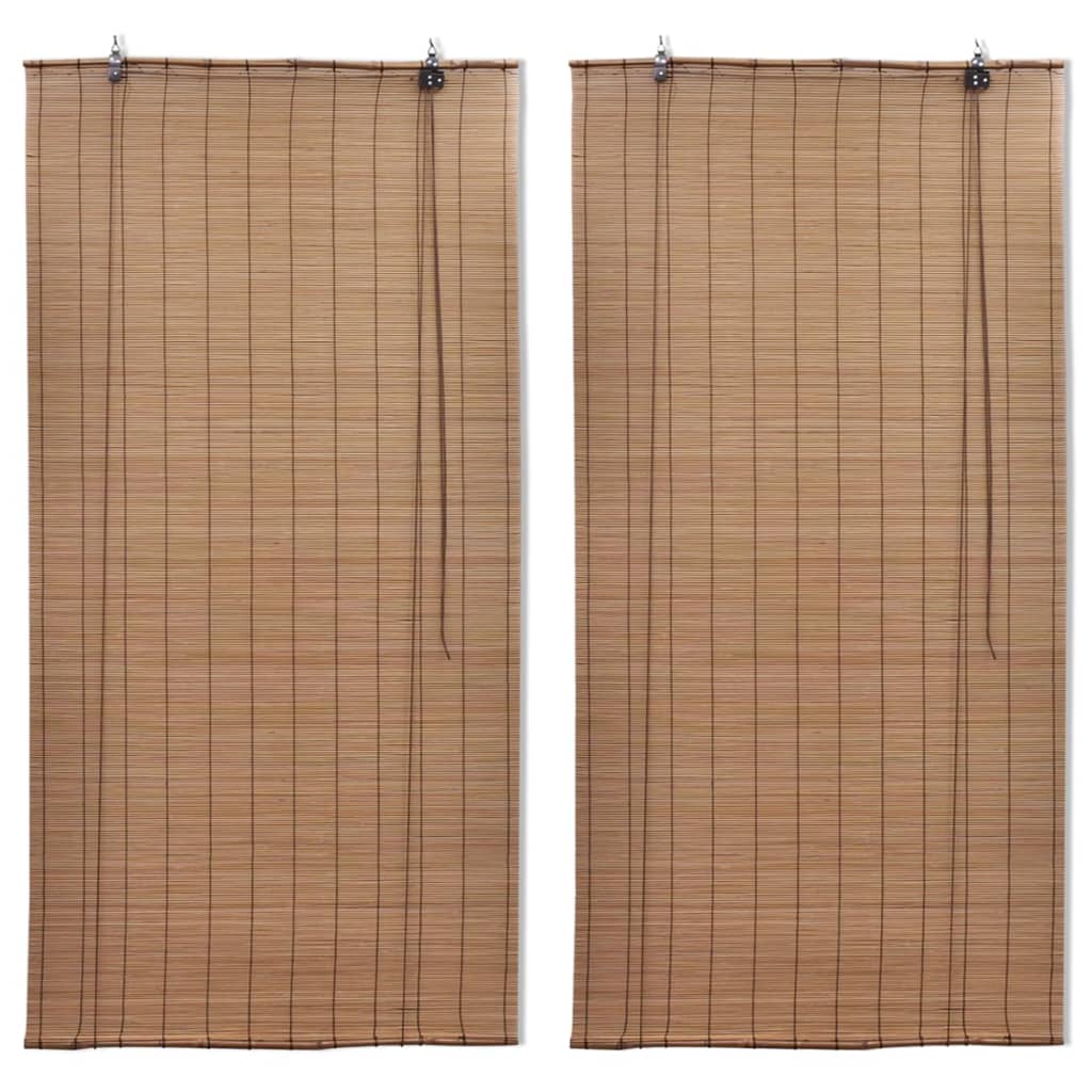 Stores à rouleaux vidaxl 2 pcs 120x220 cm en brun bambou