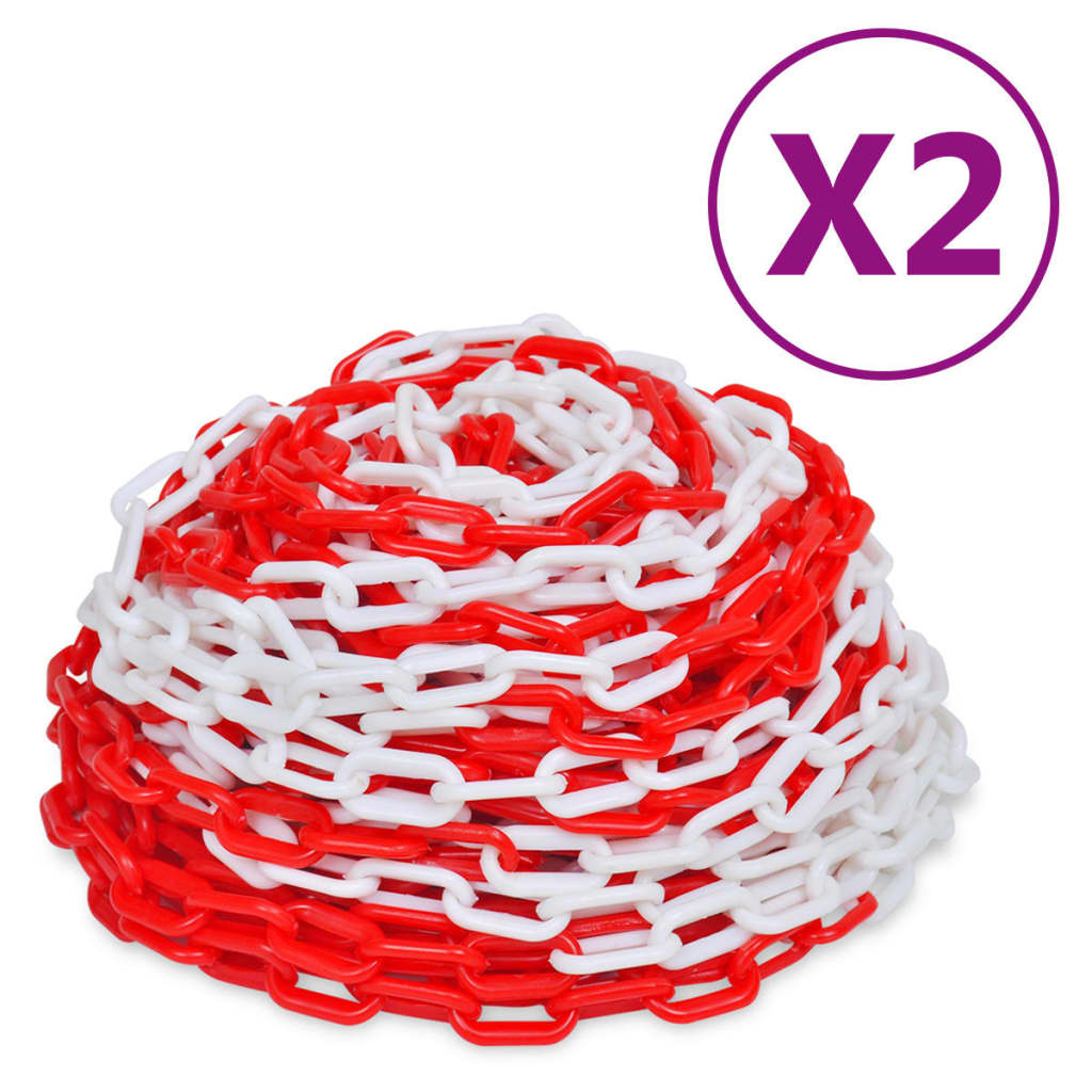 Cadenas de seguridad de Vidaxl 2 PCS 30 m de plástico rojo y blanco