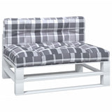 VidaXL Palletkussens 2 st ruitpatroon stof grijs