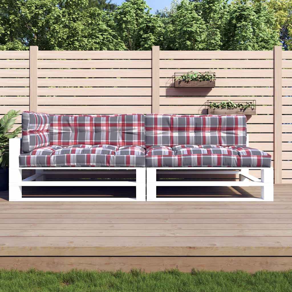 Vidaxl palletkussens 5 st ruitpatroon stof rood