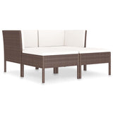 Vidaxl 4-delige loungeset met kussens poly rattan bruin