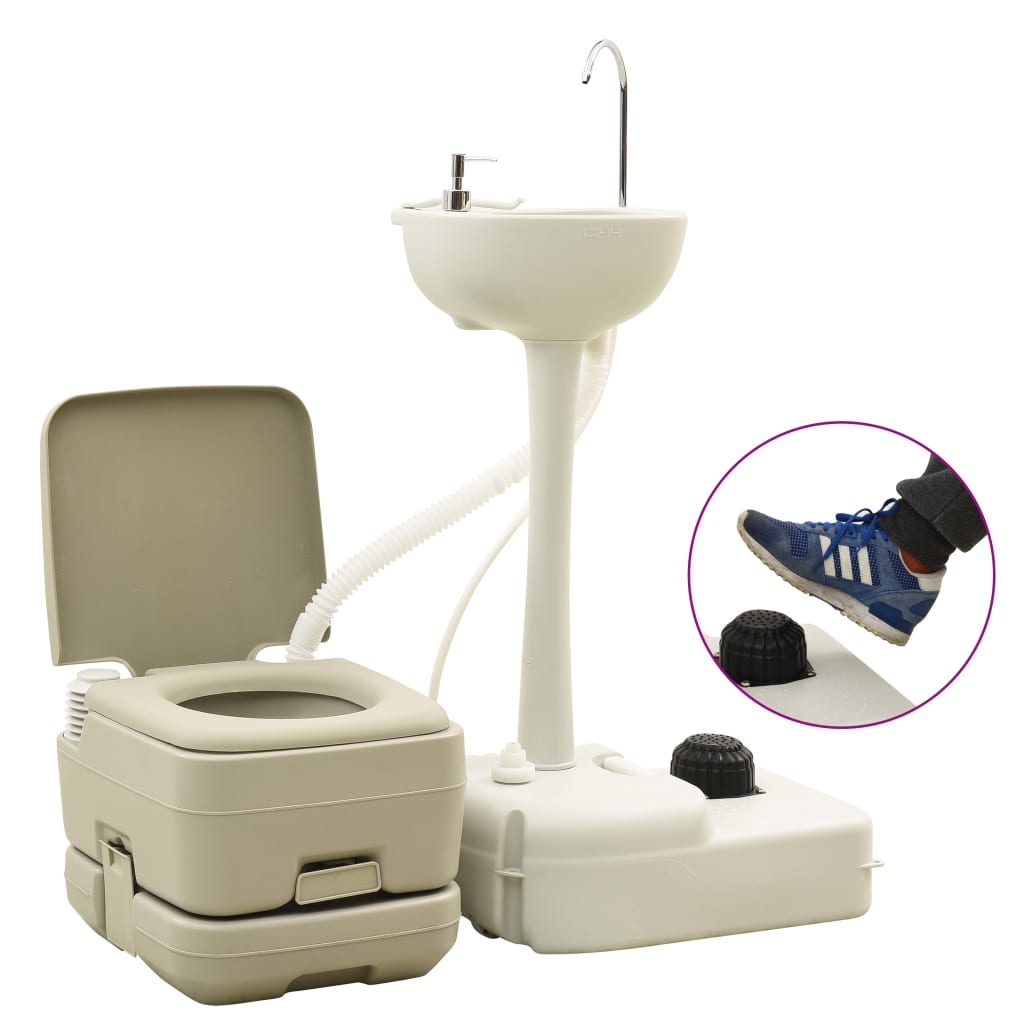 Vidaxl Camping Toilettes Washbasin Set 10 + 10 et 20 L Gray