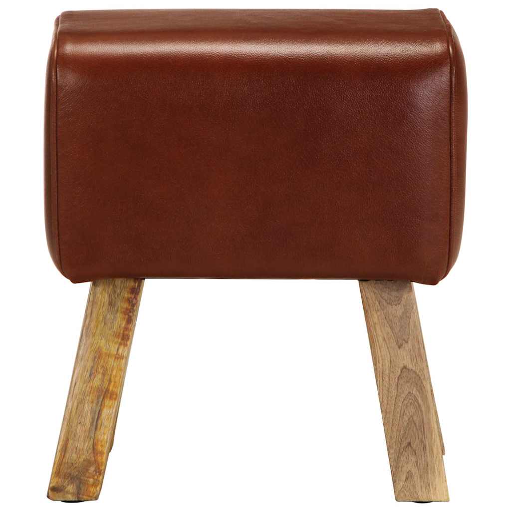 Vidaxl bankje turnbok 38 cm echt leer en massief mangohout bruin