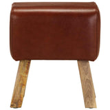 Vidaxl bankje turnbok 38 cm echt leer en massief mangohout bruin
