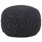 Vidaxl poef macramé handgemaakt 45x30 cm katoen antraciet