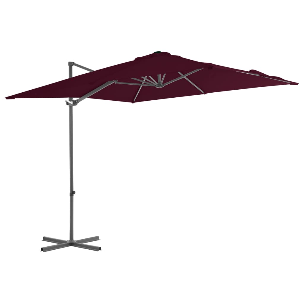 Vidaxl flytende parasol med stålstang 250x250 cm burgunder rød