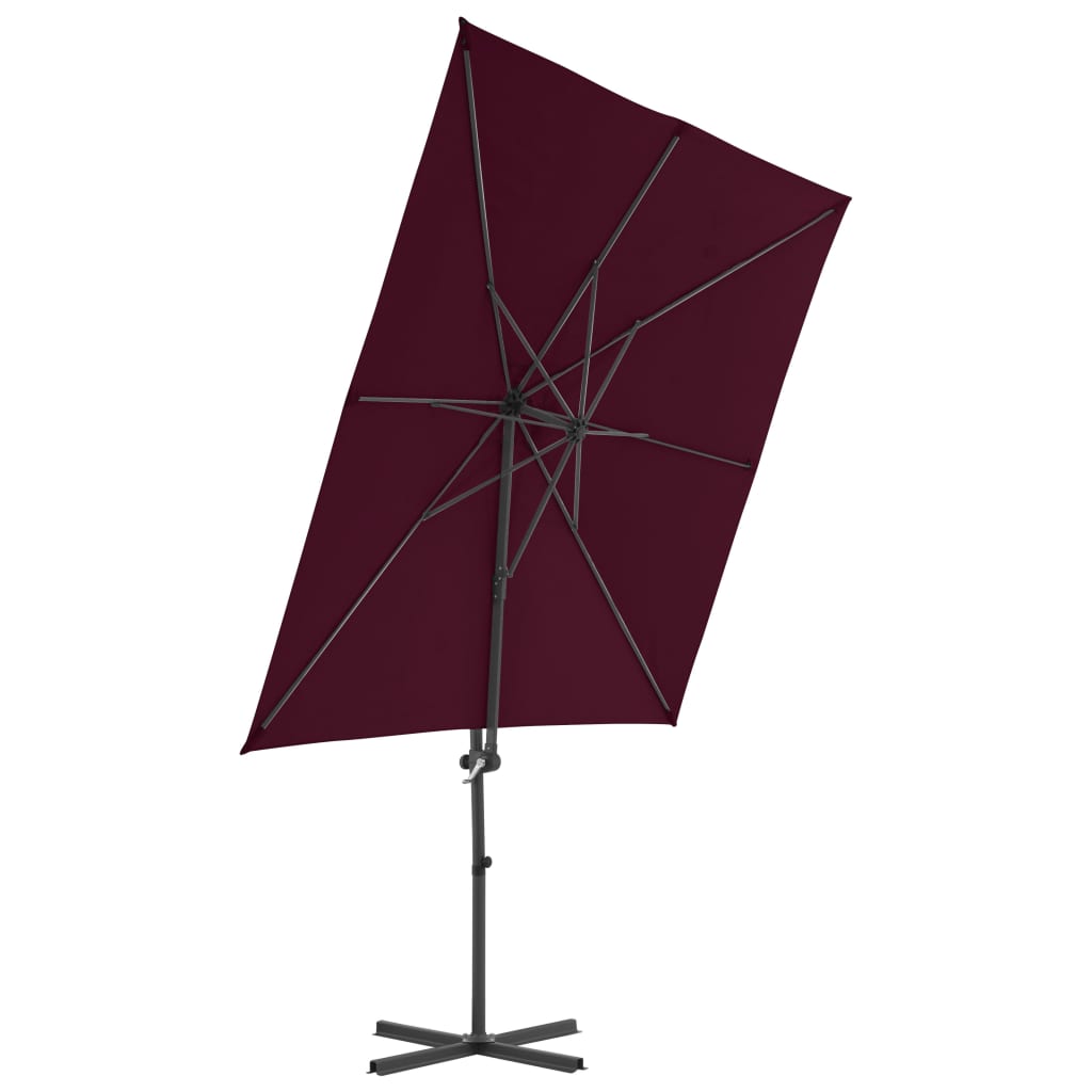 Vidaxl flytende parasol med stålstang 250x250 cm burgunder rød