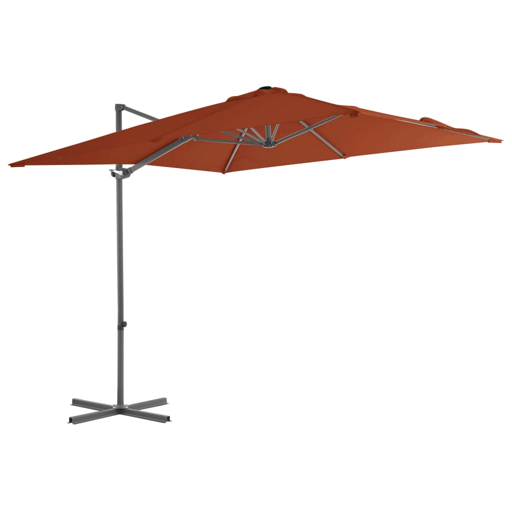 Vidaxl flytende parasol med stålstang 250x250 cm terrakotta -farget