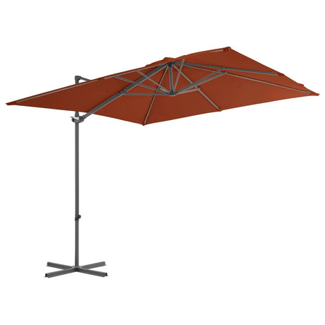 Vidaxl flytende parasol med stålstang 250x250 cm terrakotta -farget