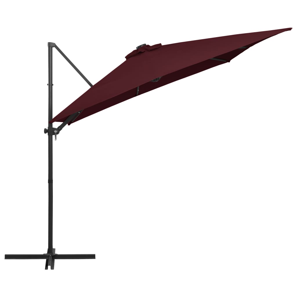 Vidaxl Floating parasol with LED lighting 250x250 cm Bordeaux red