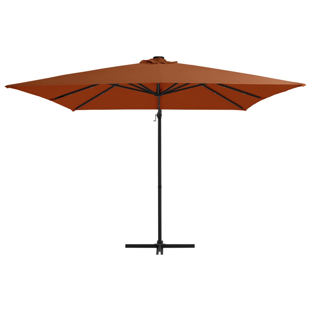 Parasol flottant vidaxl avec éclairage LED 250x250 cm en terre cuite