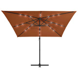 Parasol flottant vidaxl avec éclairage LED 250x250 cm en terre cuite