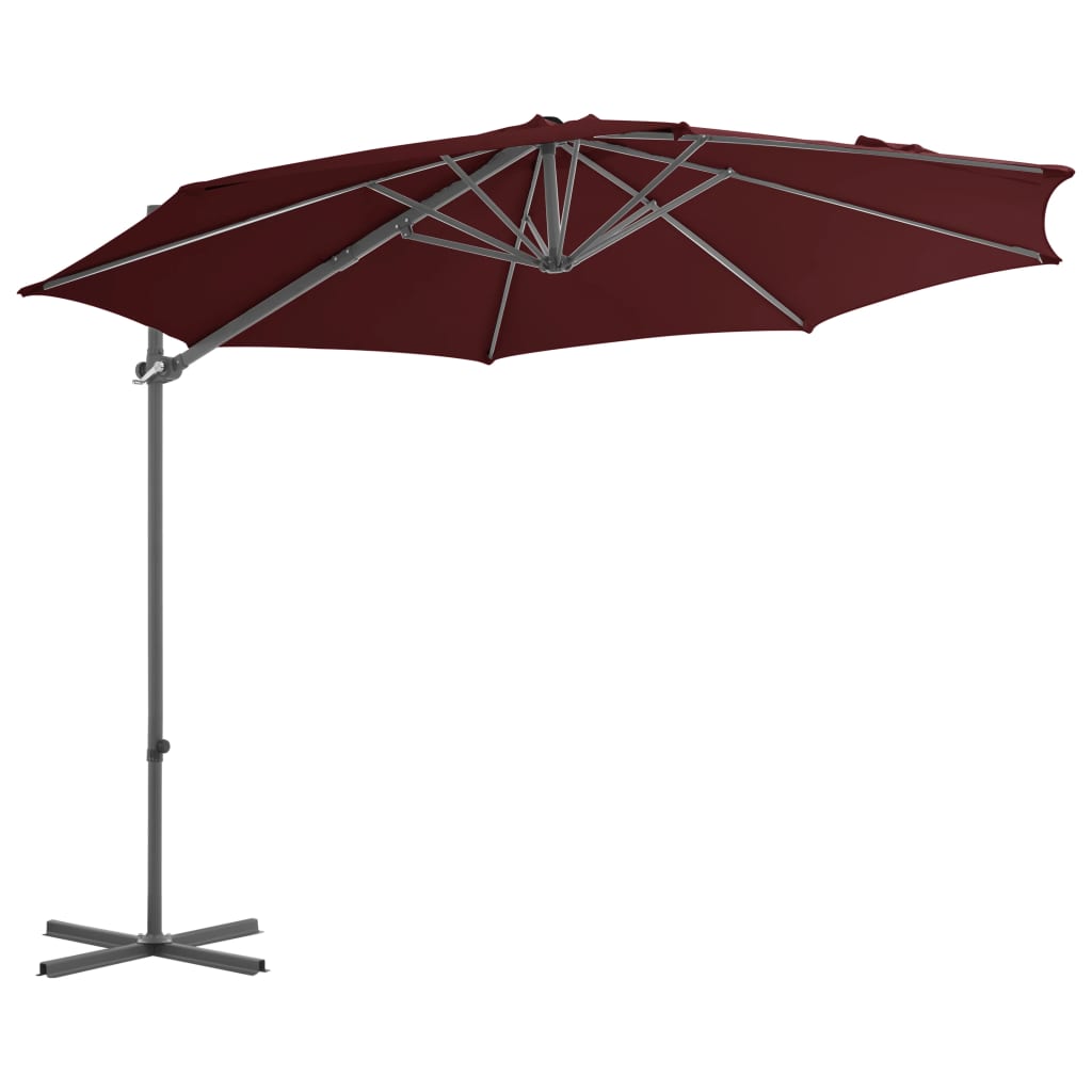 Vidaxl flytende parasol med stålstang 300 cm Bordeaux rød