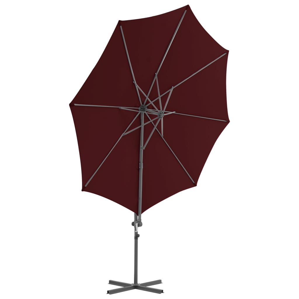 Vidaxl flytende parasol med stålstang 300 cm Bordeaux rød