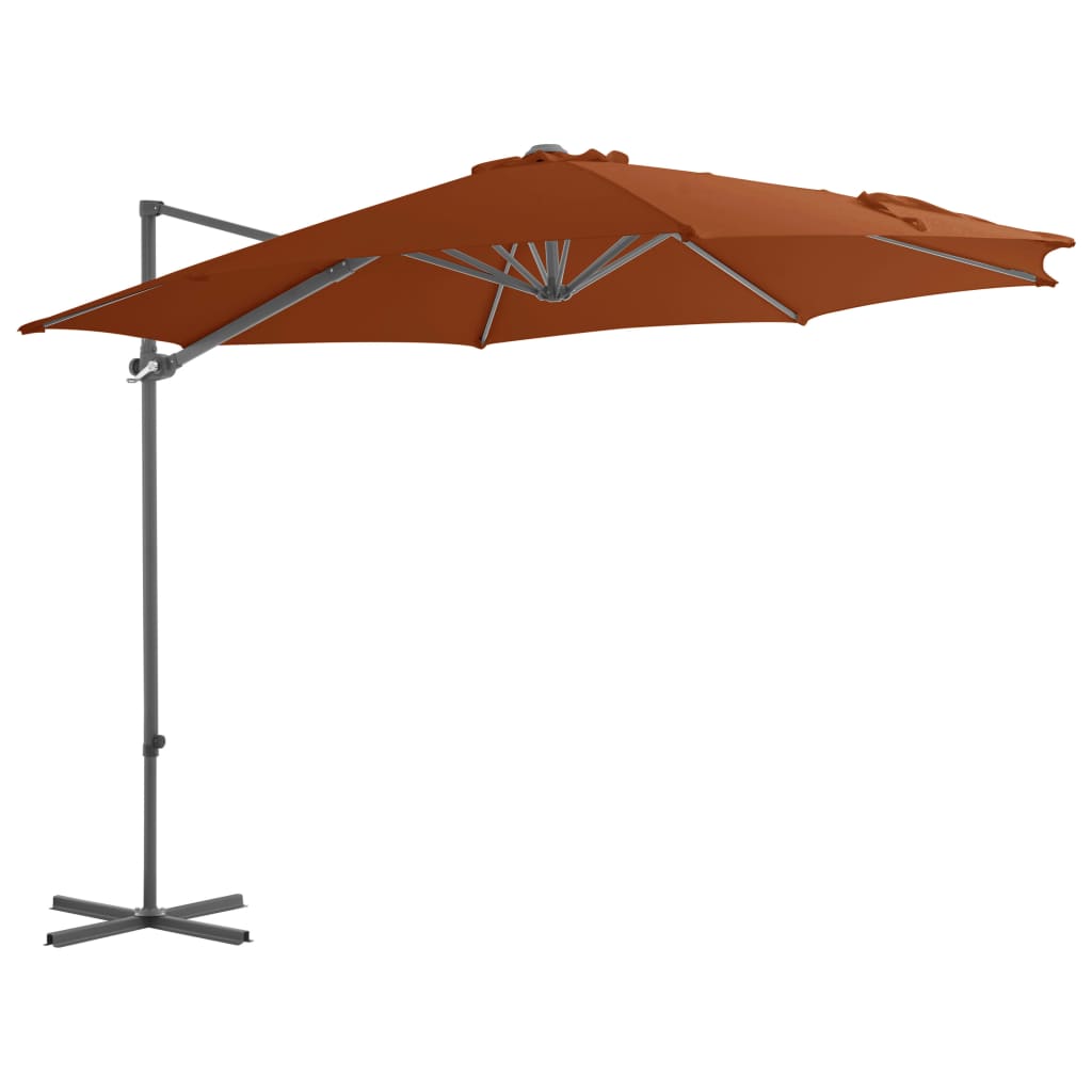 Vidaxl Parasol flottant avec poteau en acier 300 cm en terre cuite -colored