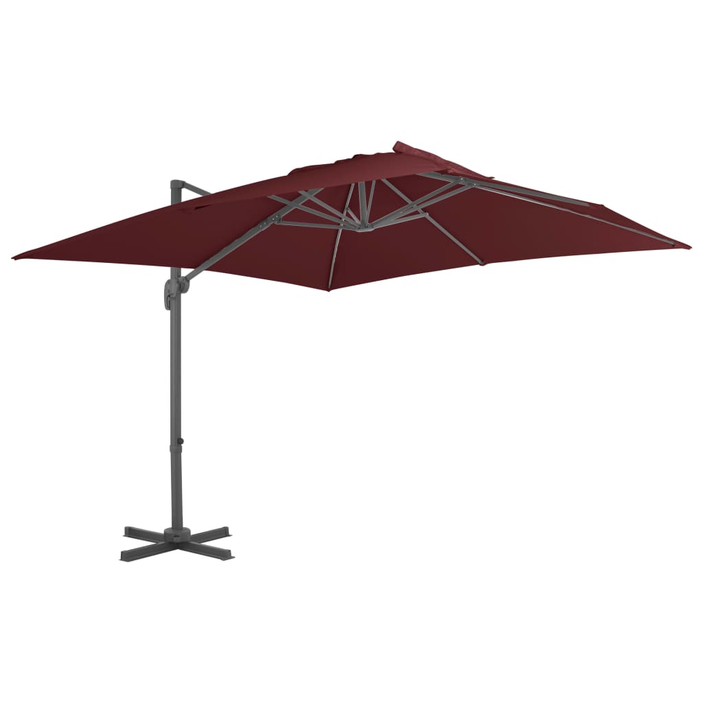 Vidaxl flytende parasol med aluminiumstang 400x300 cm burgunder rød