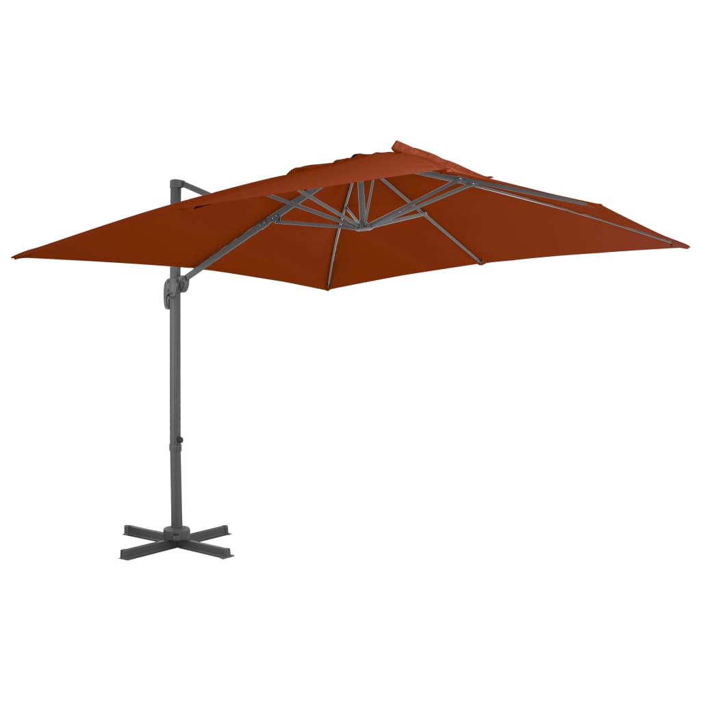 Vidaxl flytende parasol med aluminiumstang 300x300 cm terrakotta -farget