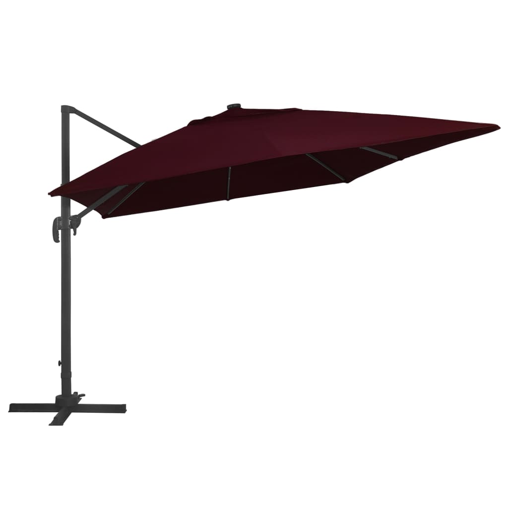 Vidaxl zweefparasol met led-verlichting 400x300 cm bordeauxrood