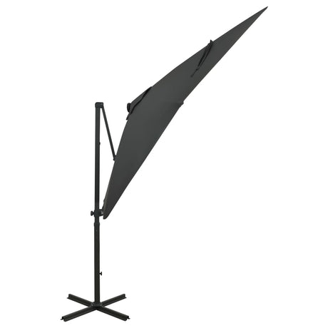 Vidaxl flytende parasol med stolpe og LED -belysning 250 cm Antracittfarge