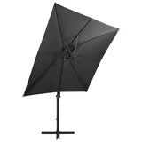 Vidaxl flydende parasol med stang og LED -belysning 250 cm Anthracite farve