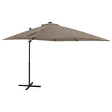 Vidaxl flytende parasol med stolpe og LED -belysning 250 cm taupe