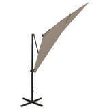 Vidaxl flytende parasol med stolpe og LED -belysning 250 cm taupe