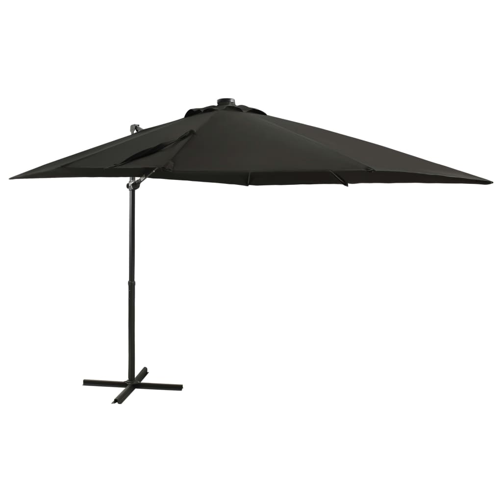 Vidaxl flytende parasol med stolpe og LED -belysning 250 cm svart