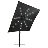 Vidaxl flytende parasol med stolpe og LED -belysning 250 cm svart