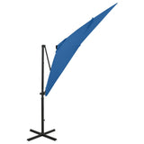 Vidaxl flytende parasol med stolpe og LED -belysning 250 cm Azure Blue