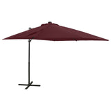 Vidaxl flytende parasol med stolpe og LED -belysning 250 cm Bordeaux rød