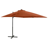 Vidaxl flytende parasol med stolpe og LED -belysning 250 cm terrakottafarge