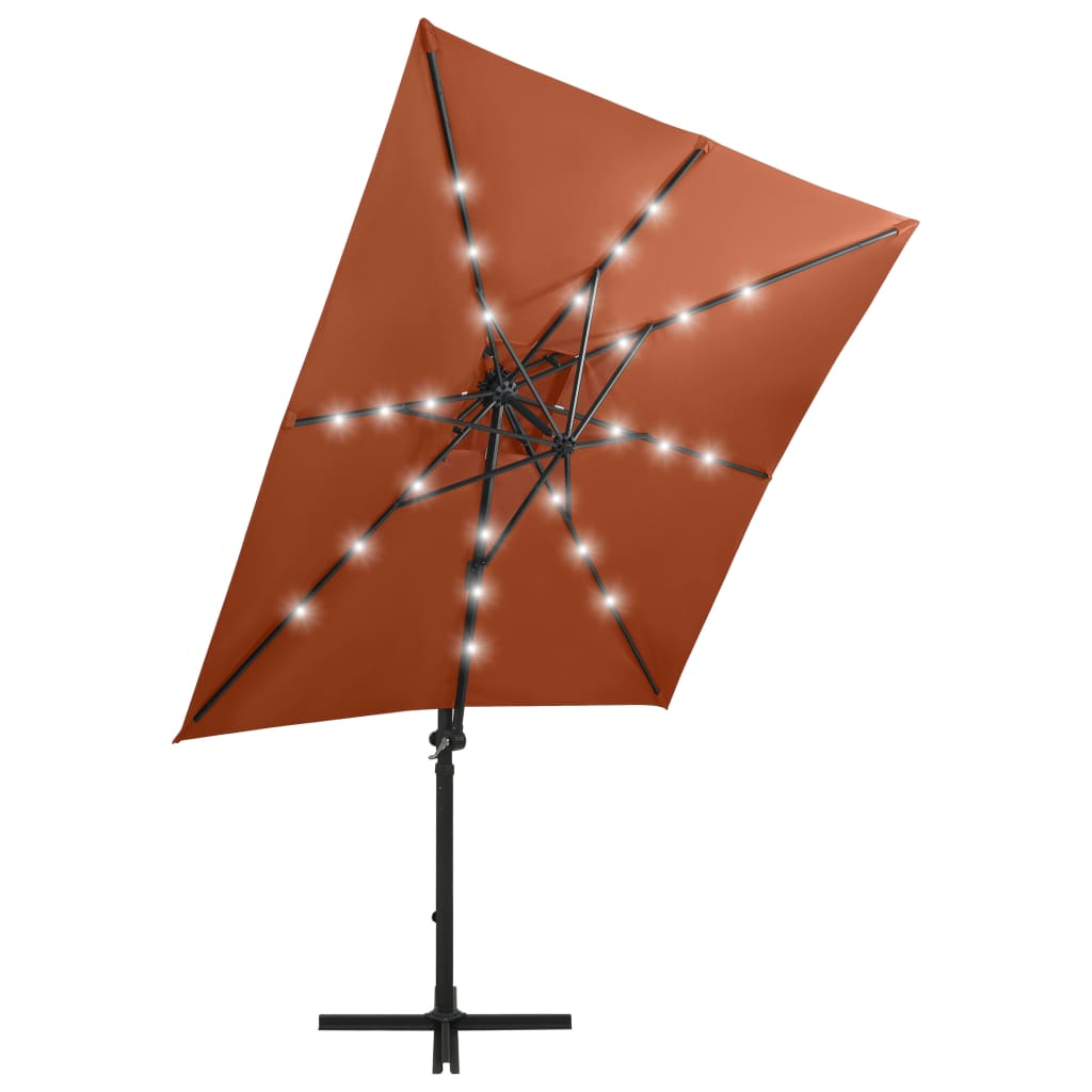 Vidaxl flytende parasol med stolpe og LED -belysning 250 cm terrakottafarge