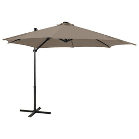 Vidaxl zweefparasol met paal en led-verlichting 300 cm taupe