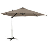 Vidaxl flytende parasol med stolpe og LED -belysning 300 cm taupe