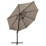 Vidaxl flytende parasol med stolpe og LED -belysning 300 cm taupe