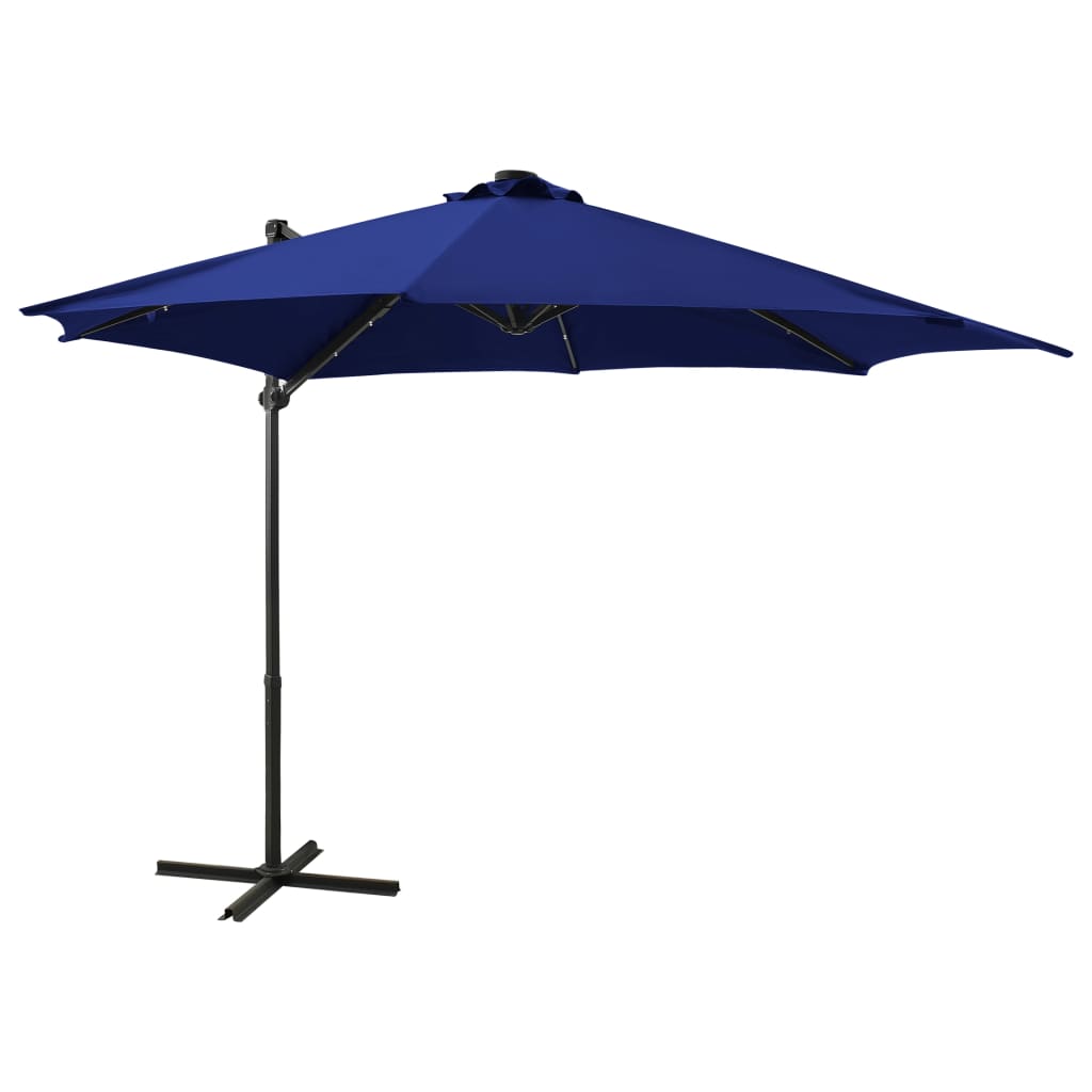 Vidaxl flytende parasol med stolpe og LED -belysning 300 cm Azure Blue