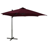 Vidaxl flytende parasol med stolpe og LED -belysning 300 cm Bordeaux rød