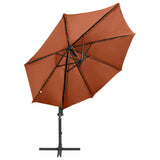 Vidaxl flytende parasol med stolpe og LED -belysning 300 cm terrakotta farge