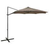 Vidaxl flytende parasol med stolpe og LED -belysning 300 cm taupe