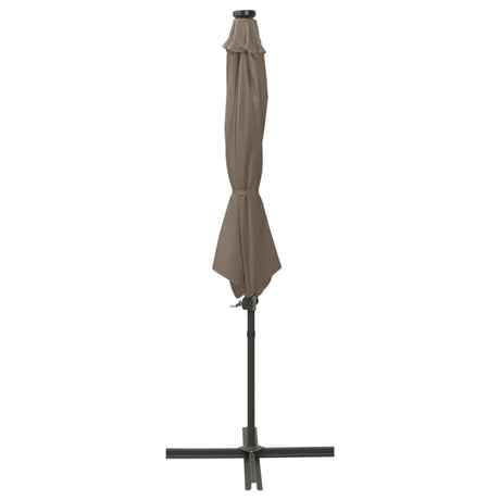 Vidaxl flytende parasol med stolpe og LED -belysning 300 cm taupe