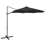 Vidaxl flytende parasol med stolpe og LED -belysning 300 cm svart