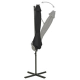 Vidaxl zweefparasol met paal en led-verlichting 300 cm zwart