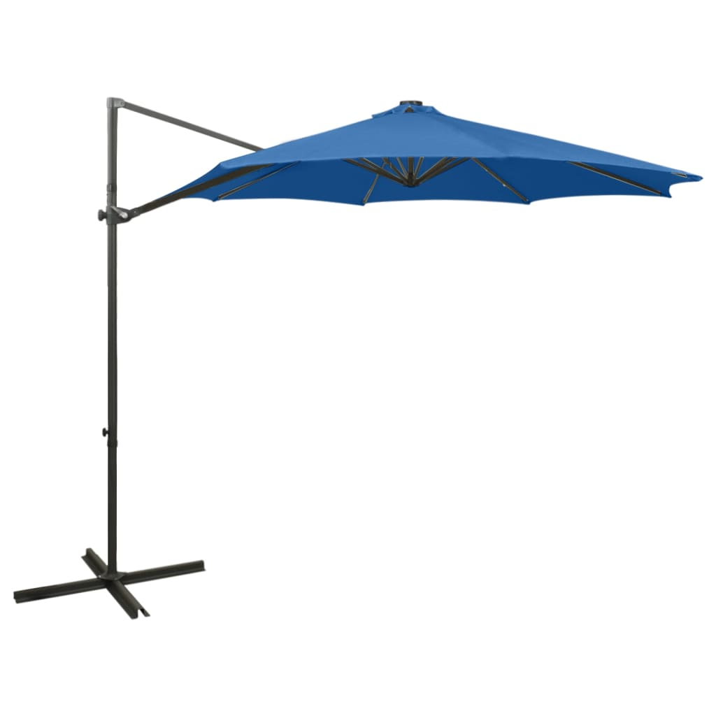 Vidaxl flytende parasol med stolpe og LED -belysning 300 cm Azure Blue