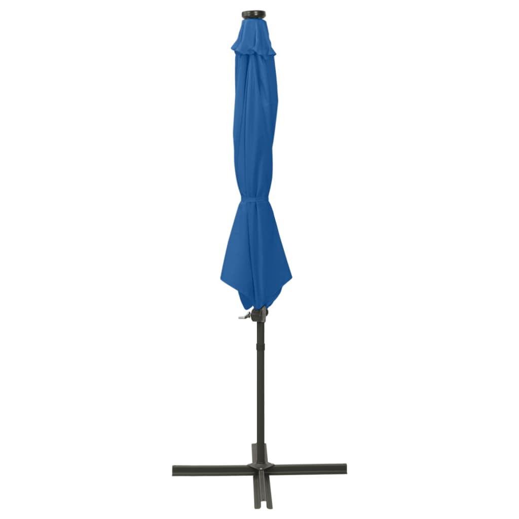 Vidaxl flytende parasol med stolpe og LED -belysning 300 cm Azure Blue