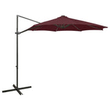 Vidaxl flytende parasol med stolpe og LED -belysning 300 cm Bordeaux rød