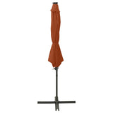 Vidaxl zweefparasol met paal en led-verlichting 300 cm terracottakleur